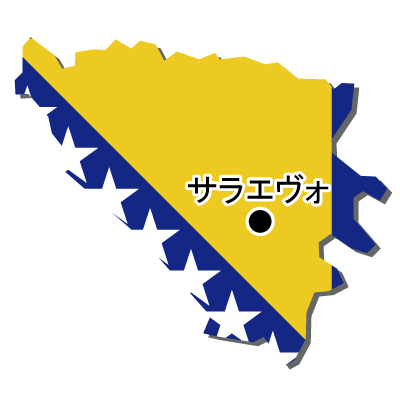 ボスニア・ヘルツェゴビナ無料フリーイラスト｜首都名・国旗付